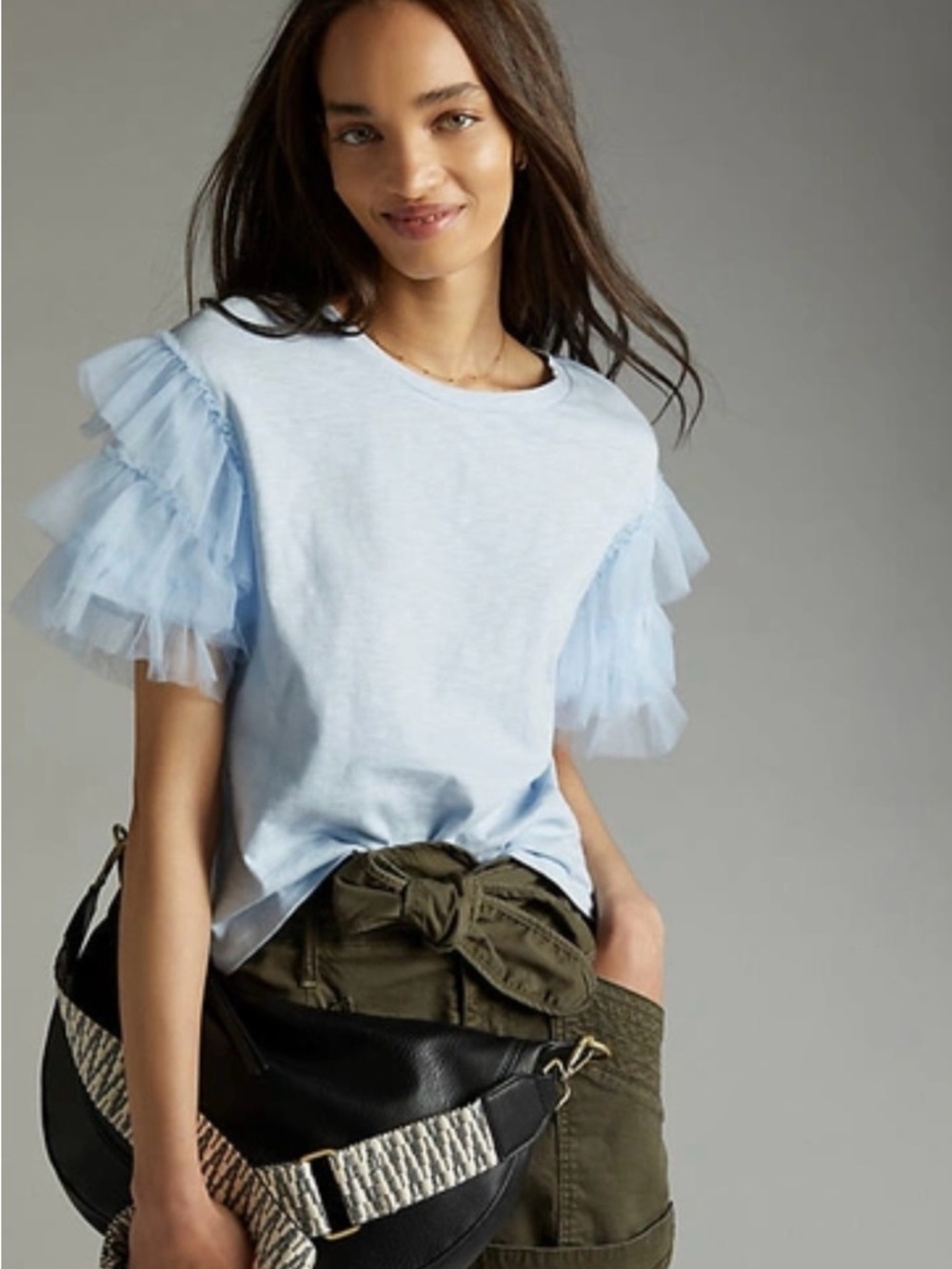 Anthropologie short sleeve tulle t-shirt